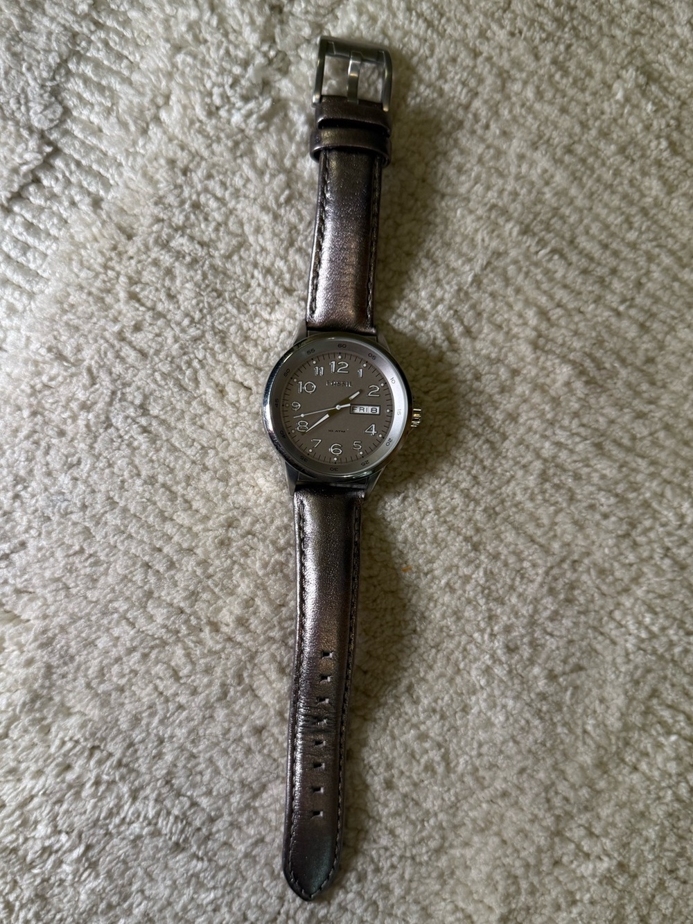 Fossil Silver / Gray Leather Watch